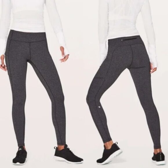 Lululemon Speed Up Tight Leggings size 4 Luxtreme Heathered Gray Pockets Run Gym - Picture 1 of 14
